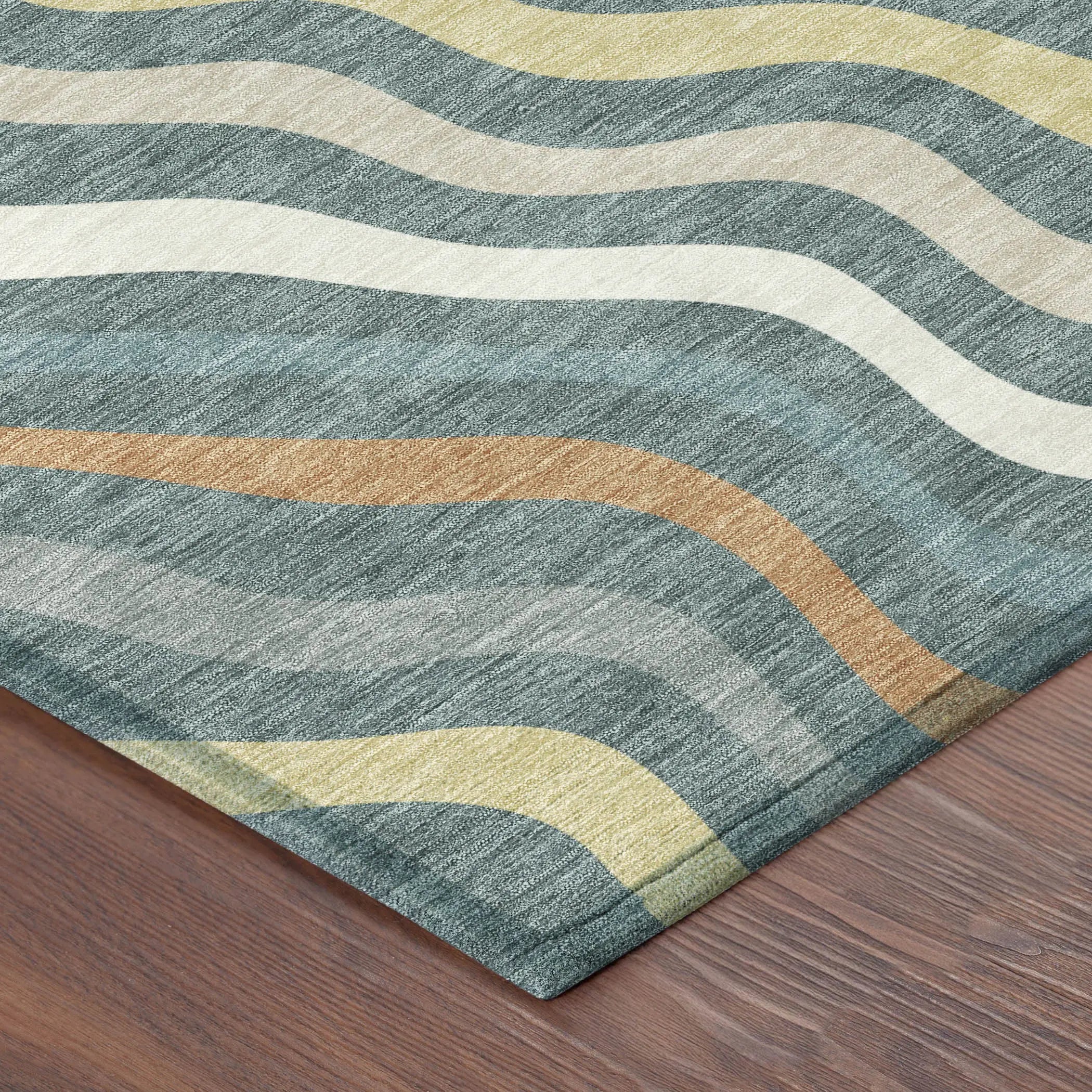 8' X 10' Teal Blue And Taupe Abstract Washable Indoor Outdoor Area Rug Homeroots Outdoor