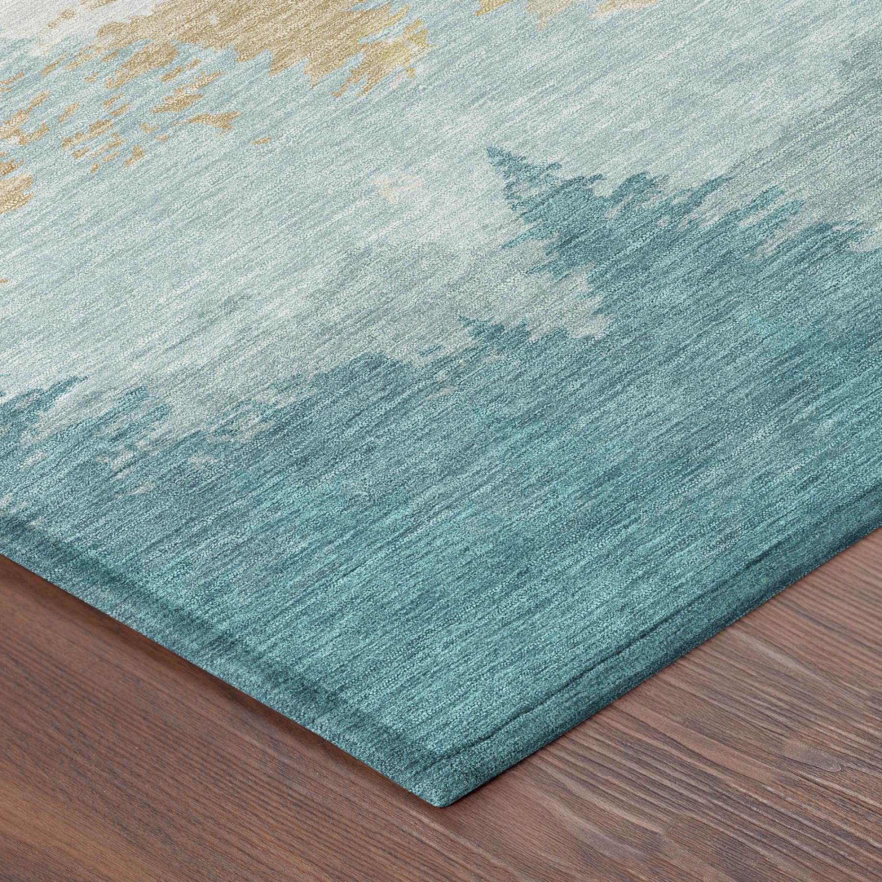 8' X 10' Teal Blue And Turquoise Floral Washable Indoor Outdoor Area Rug Homeroots Outdoor