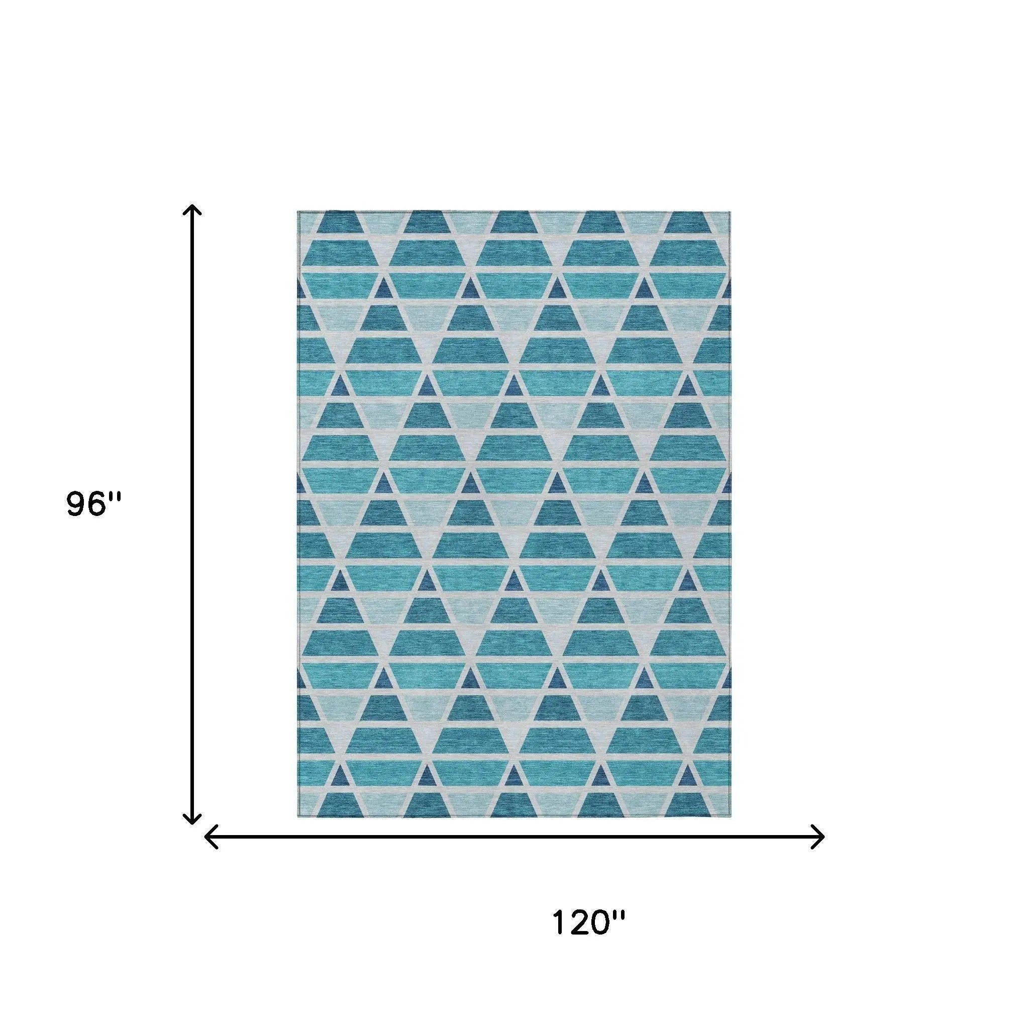 8' X 10' Teal Blue And Turquoise Geometric Washable Indoor Outdoor Area Rug Homeroots Outdoor