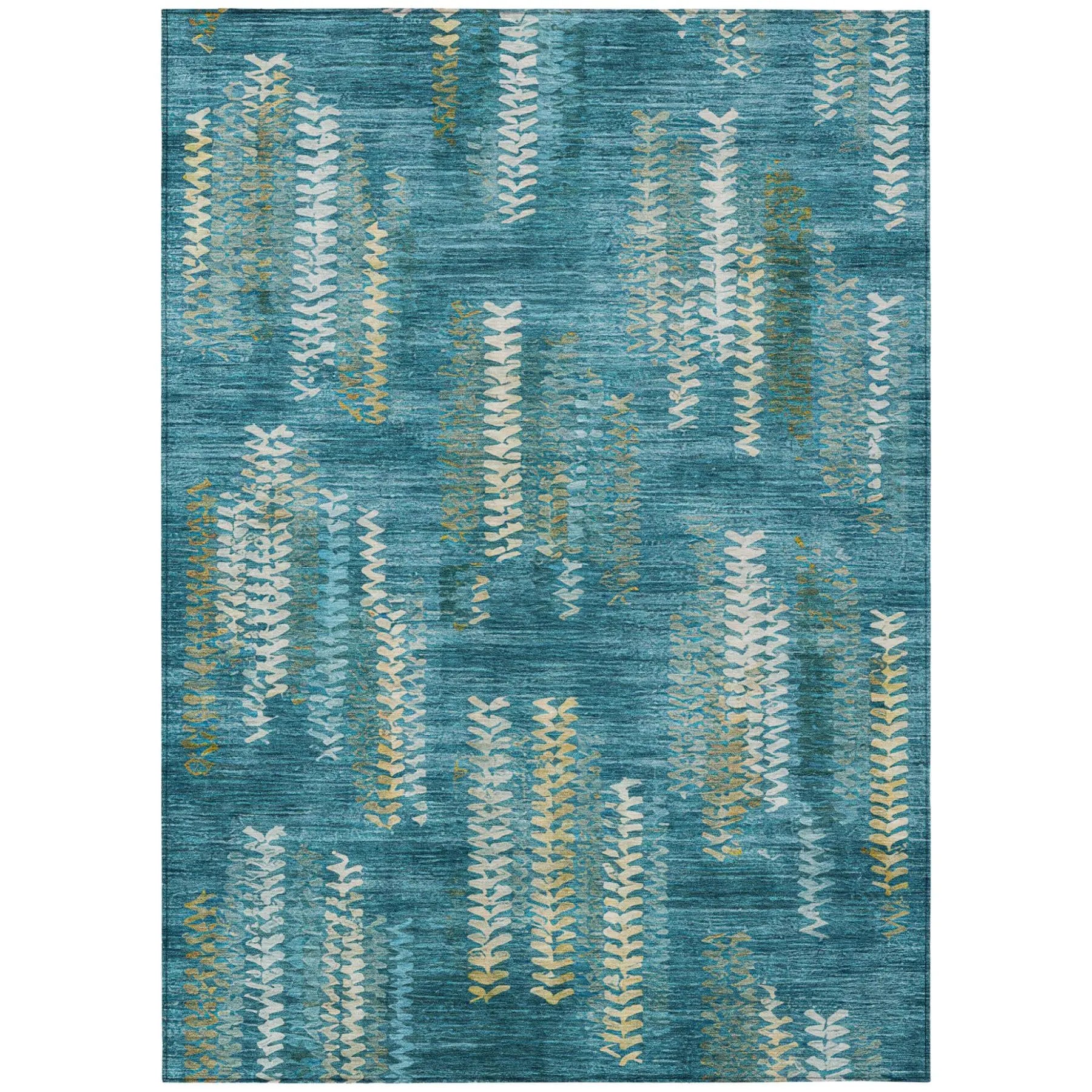 8' X 10' Teal Blue And Turquoise Striped Washable Indoor Outdoor Area Rug Homeroots Outdoor