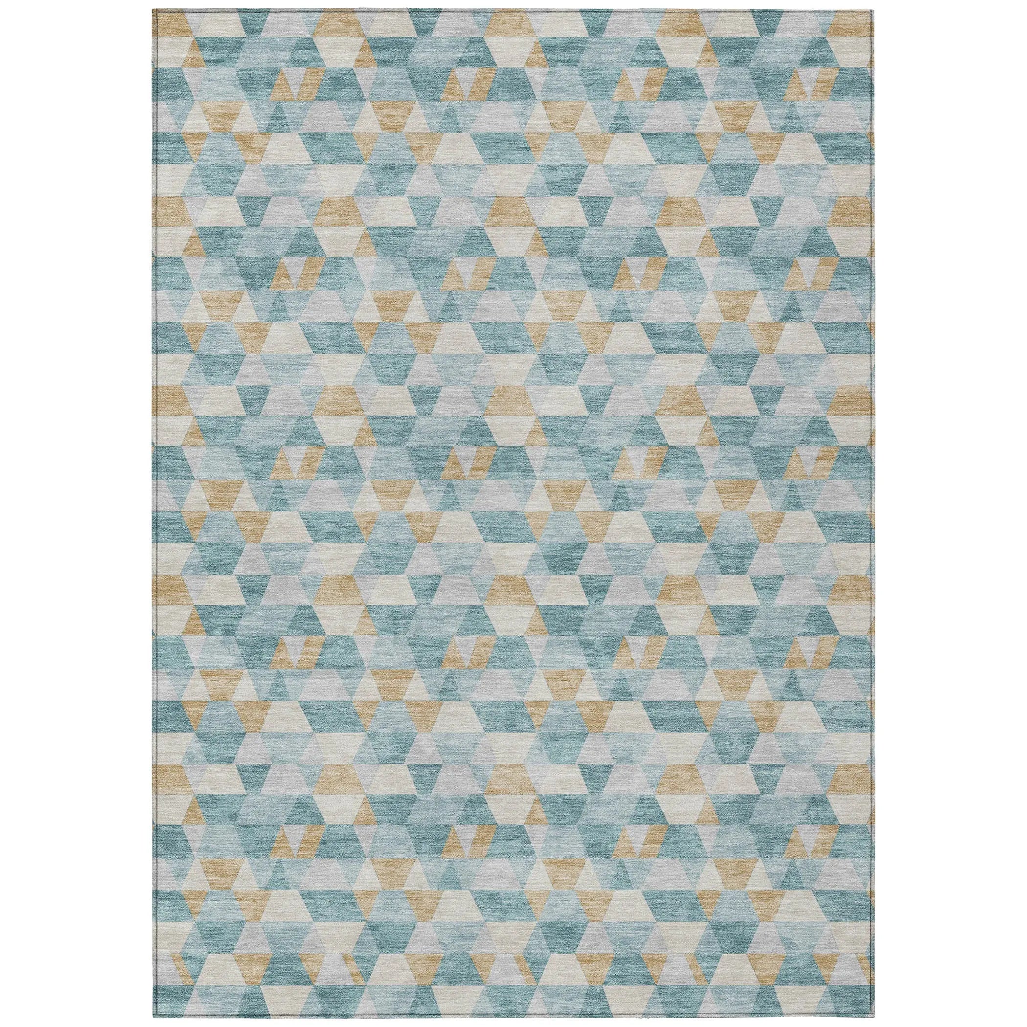 8' X 10' Teal Blue And Walnut Geometric Washable Indoor Outdoor Area Rug Homeroots Outdoor