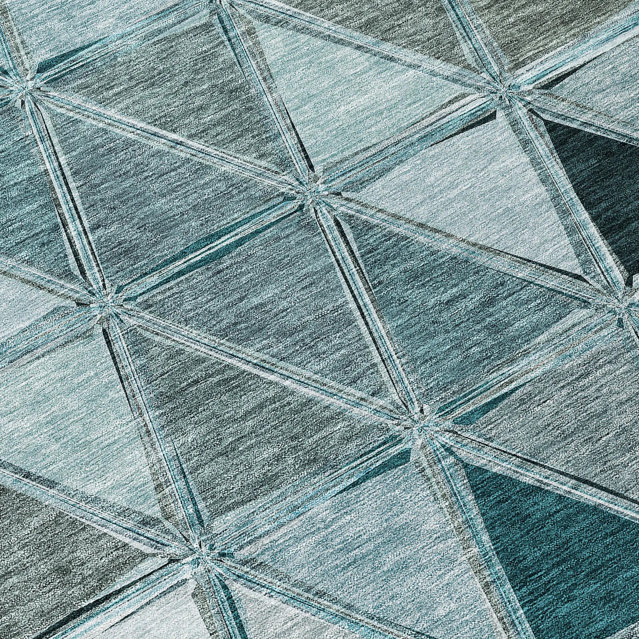 8' X 10' Teal Blue Aqua And Gray Geometric Washable Indoor Outdoor Area Rug Homeroots Outdoor