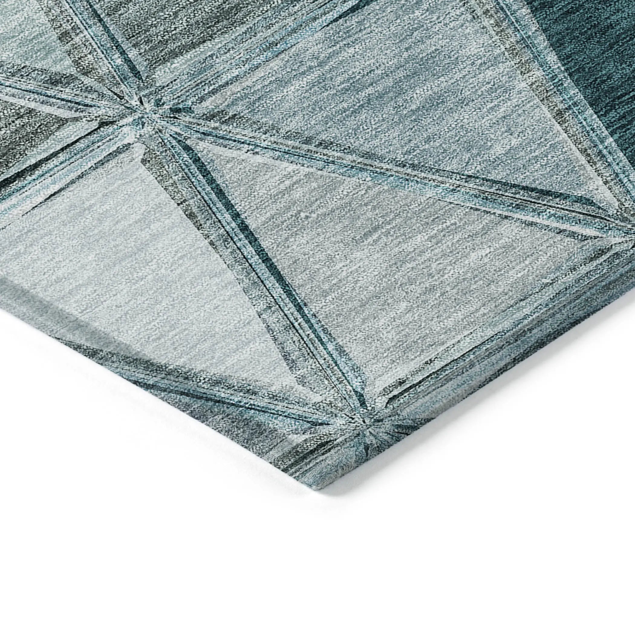 8' X 10' Teal Blue Aqua And Gray Geometric Washable Indoor Outdoor Area Rug Homeroots Outdoor