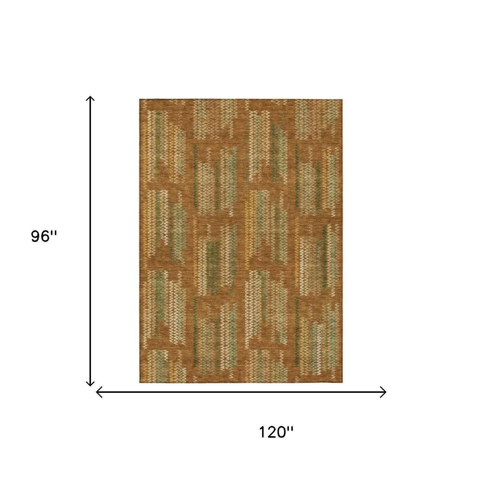 8' X 10' Terra Cotta And Brown Abstract Washable Indoor Outdoor Area Rug Homeroots Outdoor