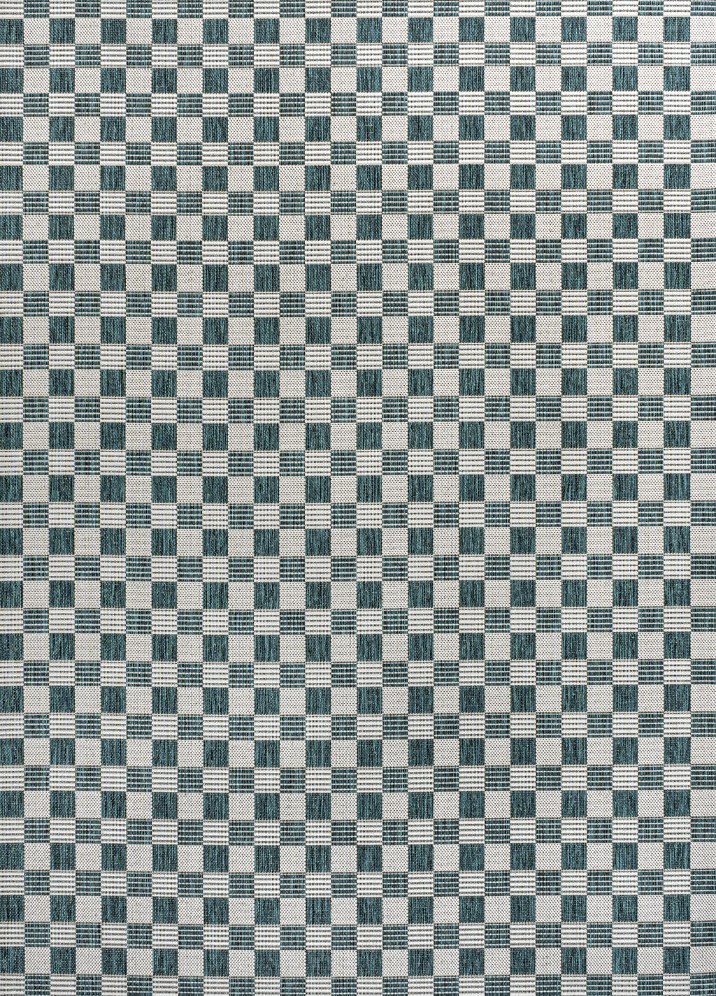 8' X 10' Turquoise And Cream Geometric Indoor Outdoor Area Rug - GreatEagleInc