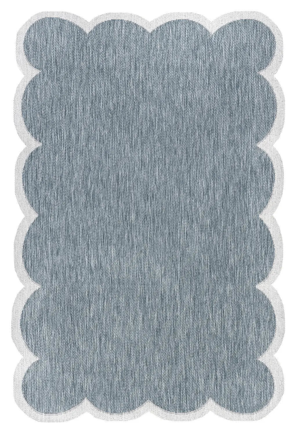 8' X 10' Turquoise And Cream Indoor Outdoor Area Rug Homeroots Outdoor