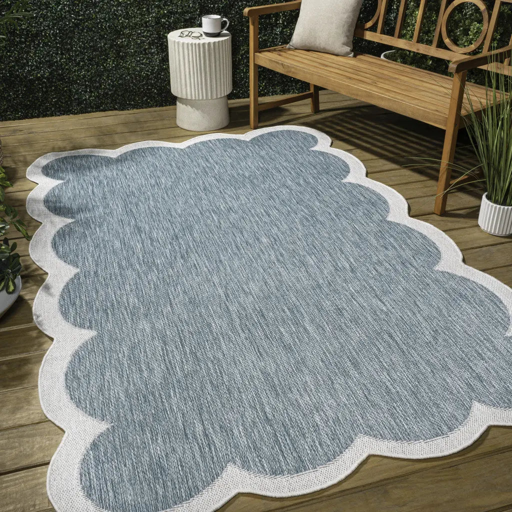 8' X 10' Turquoise And Cream Indoor Outdoor Area Rug Homeroots Outdoor