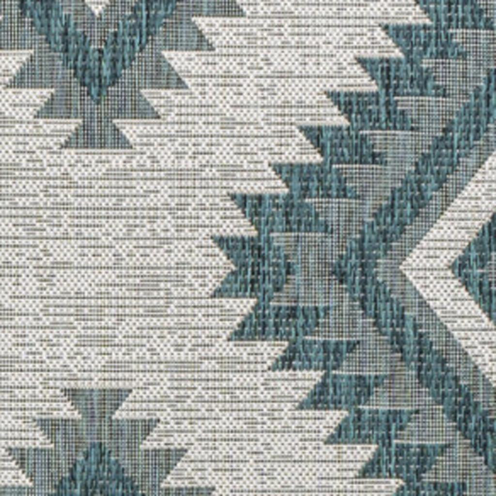 8' X 10' Turquoise And Cream Moroccan Indoor Outdoor Area Rug - GreatEagleInc