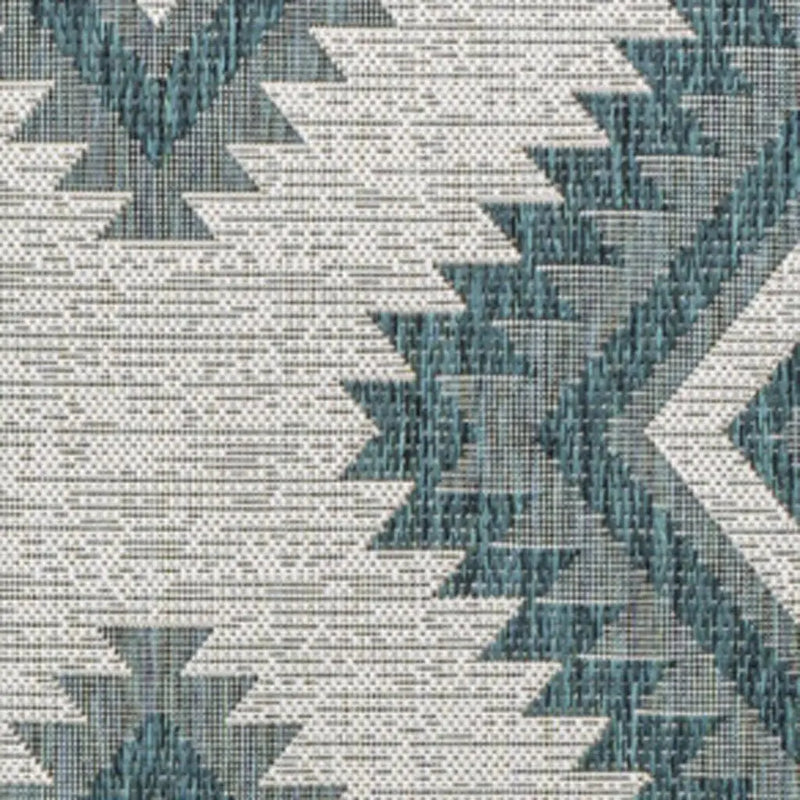 8' X 10' Turquoise And Cream Moroccan Indoor Outdoor Area Rug - GreatEagleInc