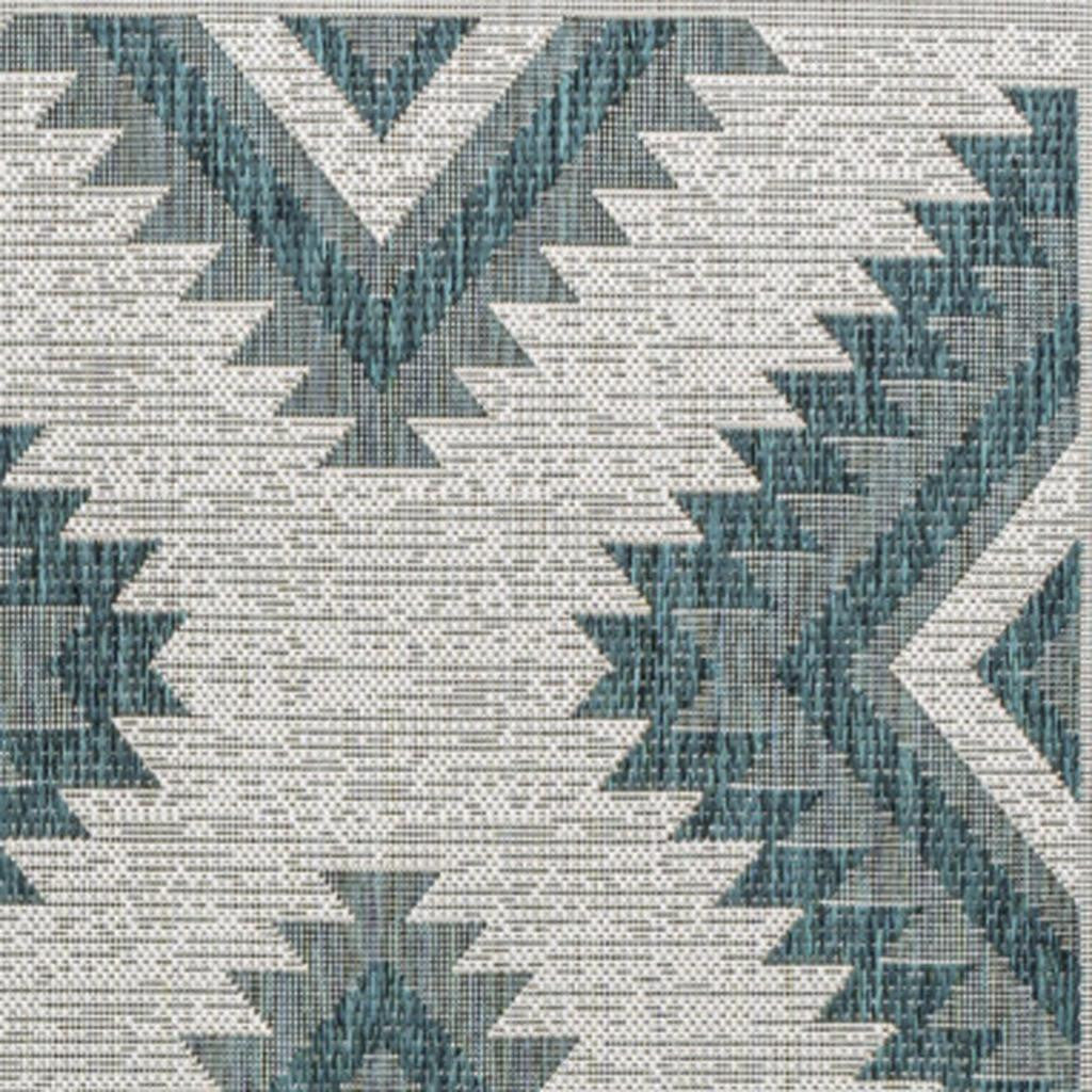 8' X 10' Turquoise And Cream Moroccan Indoor Outdoor Area Rug - GreatEagleInc