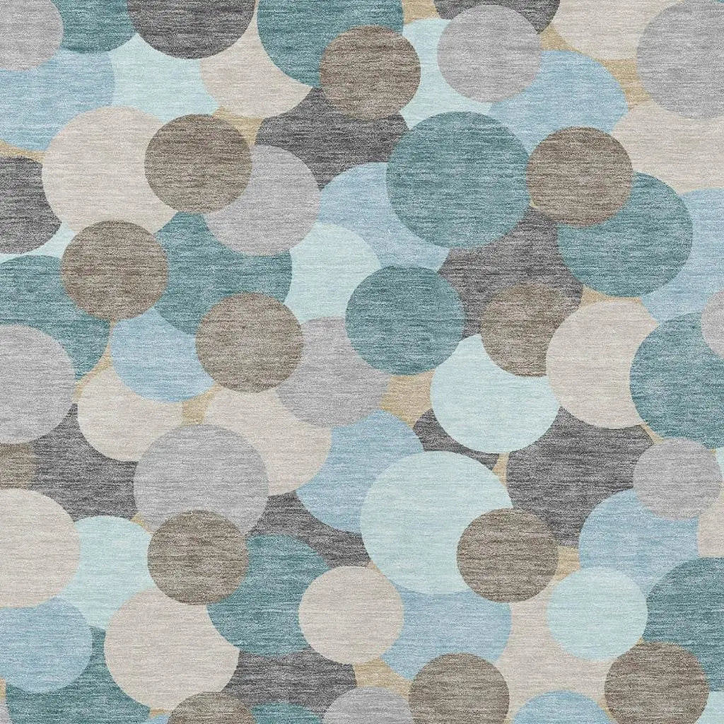 8' X 10' Turquoise And Teal Blue Geometric Washable Indoor Outdoor Area Rug Homeroots Outdoor