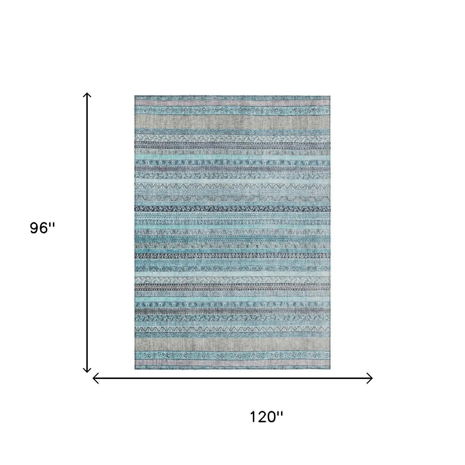 Blue and cream patterned area rug, 8x10 feet, made of soft, durable fibers, perfect for modern decor.