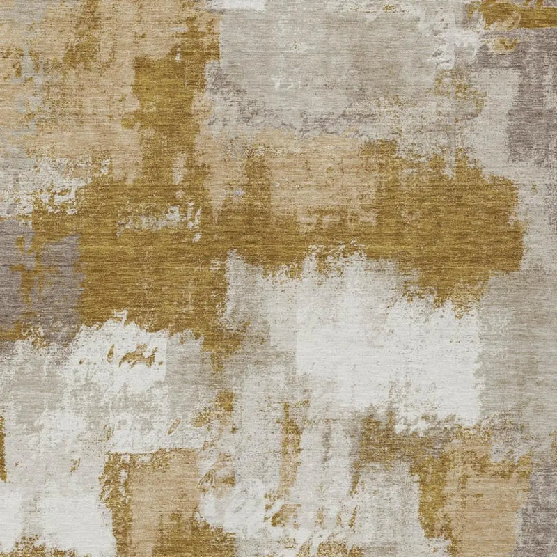 8' X 10' Walnut And Gold Abstract Washable Indoor Outdoor Area Rug Homeroots Outdoor