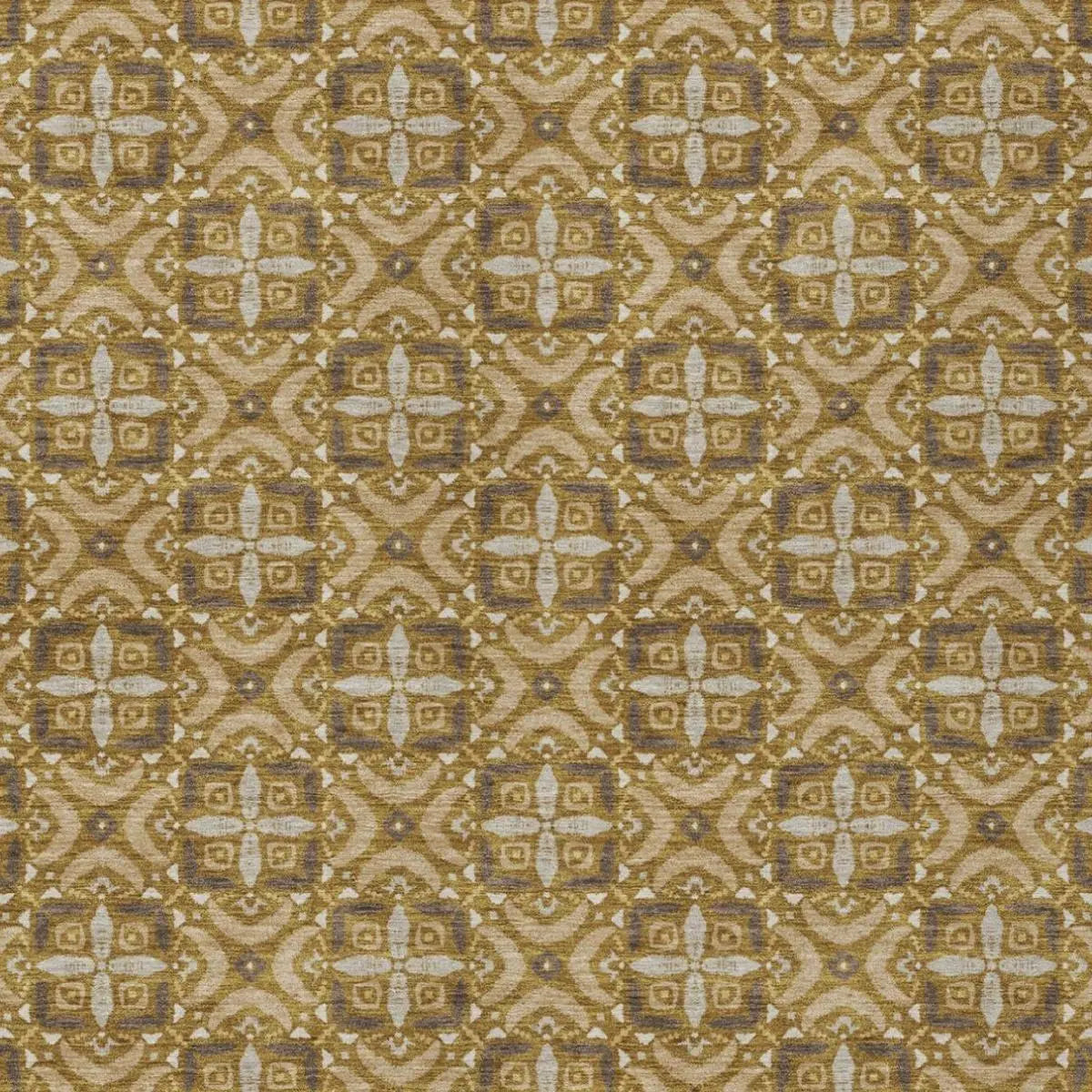 8' X 10' Walnut And Gold Geometric Washable Indoor Outdoor Area Rug Homeroots Outdoor