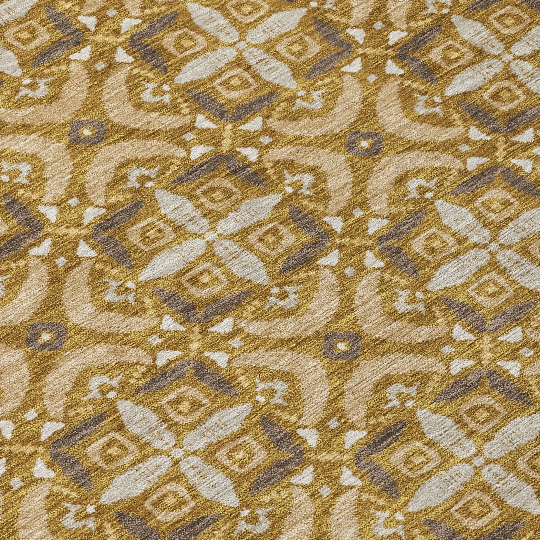 8' X 10' Walnut And Gold Geometric Washable Indoor Outdoor Area Rug Homeroots Outdoor