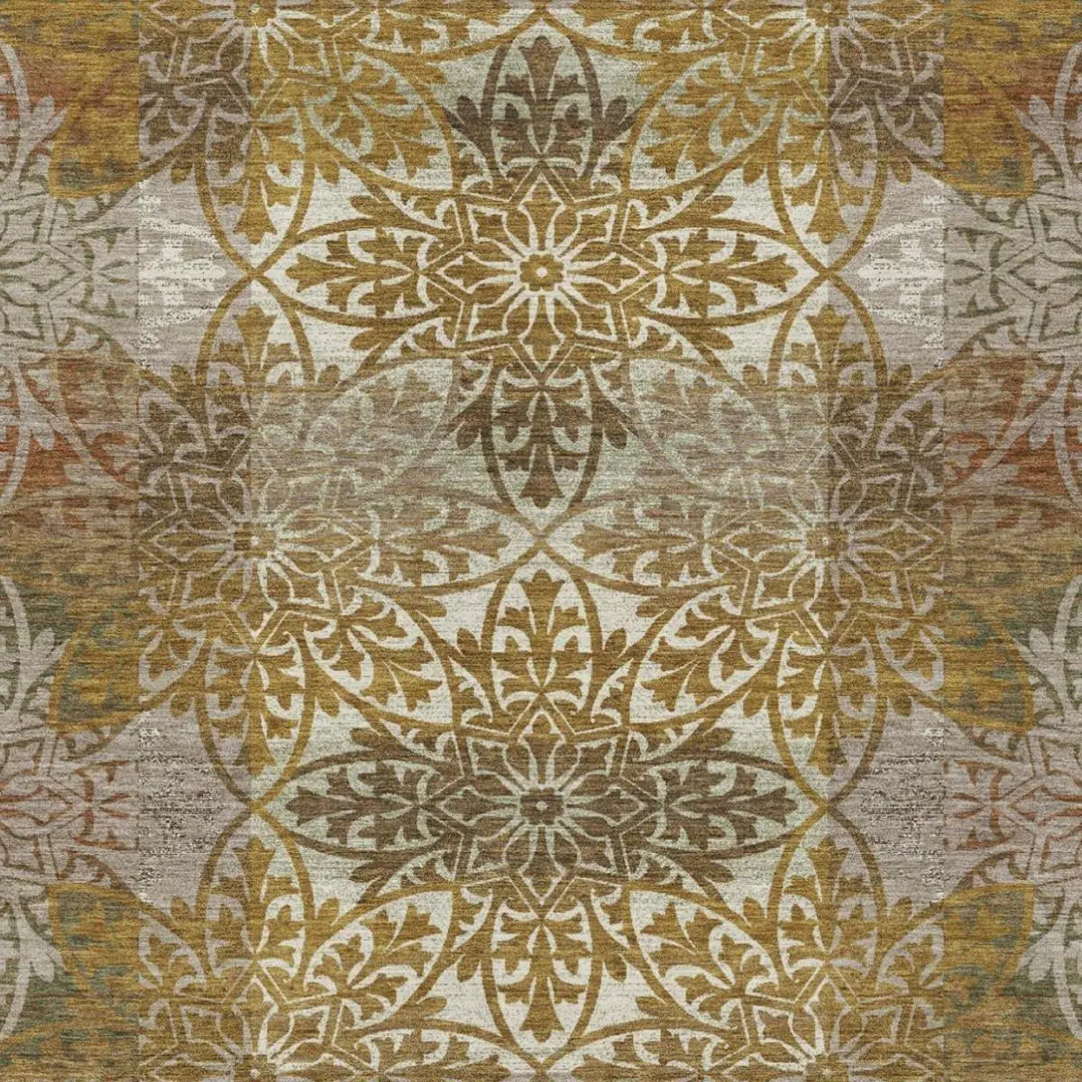 8' X 10' Walnut And Gold Oriental Washable Indoor Outdoor Area Rug Homeroots Outdoor