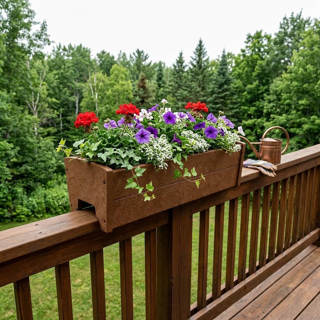 8" X 10" Walnut Heavy Duty Plastic Rectangular Railing Planter Homeroots Outdoor