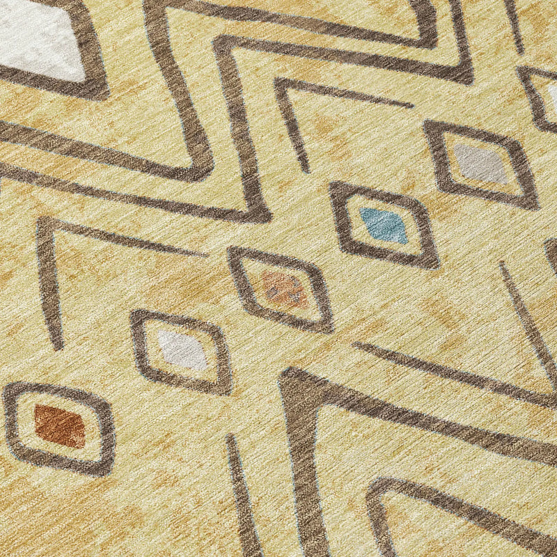 8' X 10' Wheat And Brown Geometric Washable Indoor Outdoor Area Rug Homeroots Outdoor