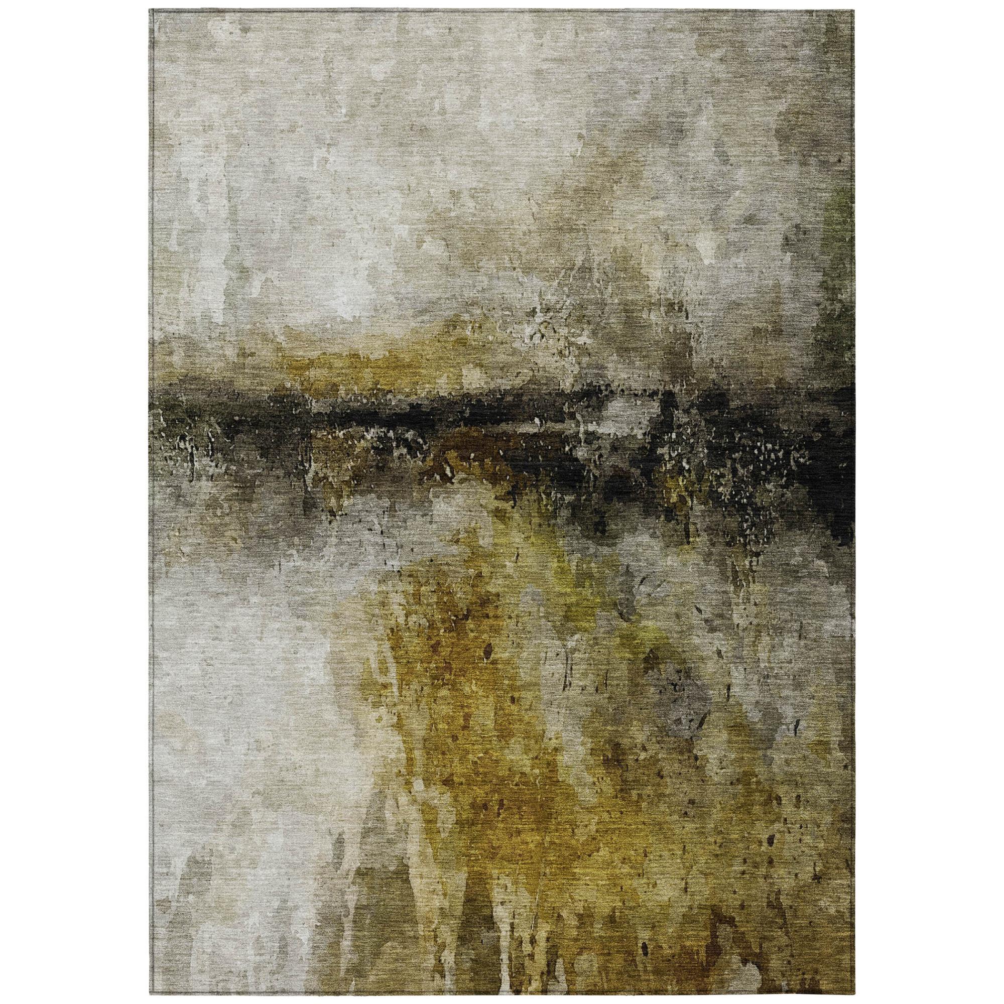 8' X 10' Wheat And Gold Abstract Washable Indoor Outdoor Area Rug Homeroots Outdoor