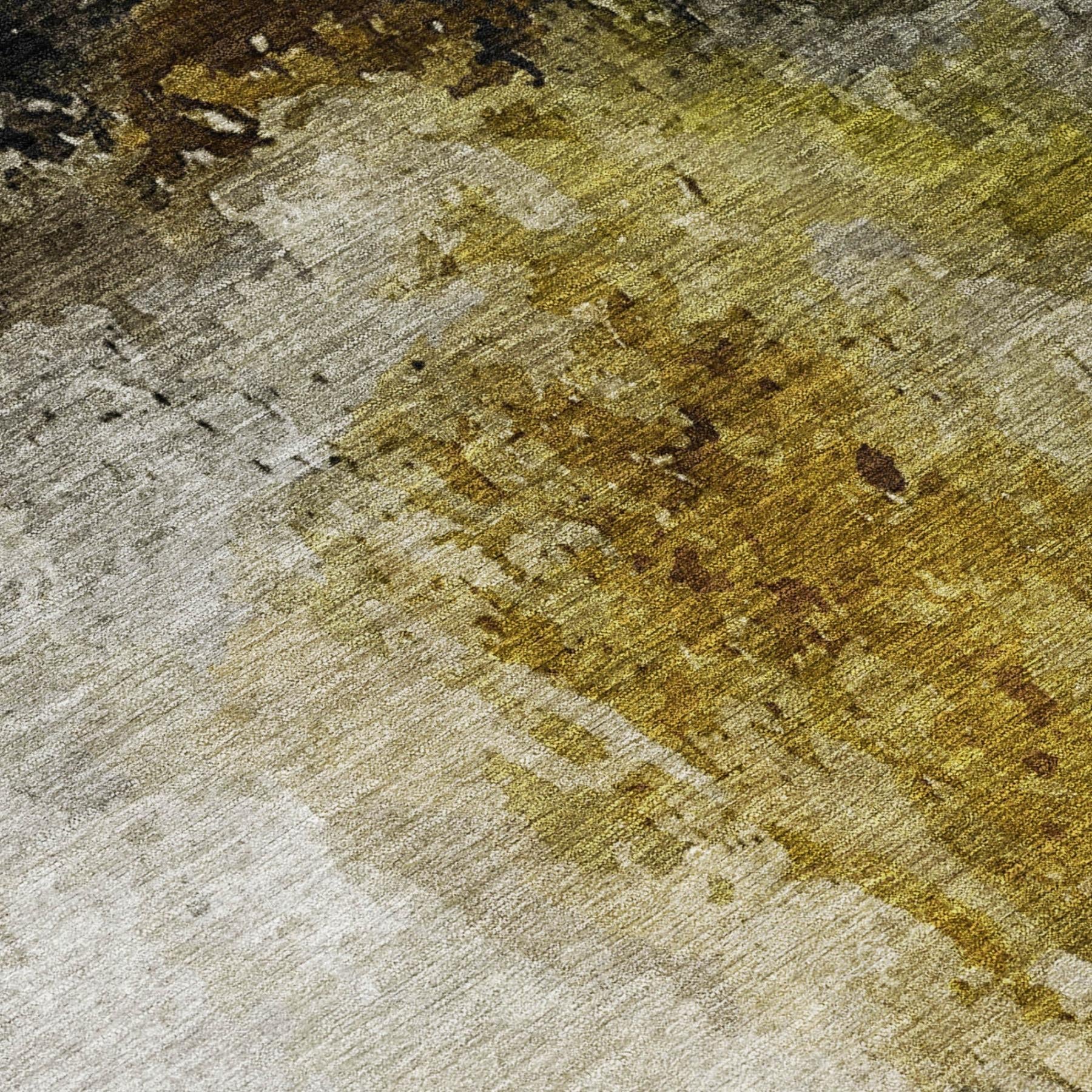 8' X 10' Wheat And Gold Abstract Washable Indoor Outdoor Area Rug Homeroots Outdoor