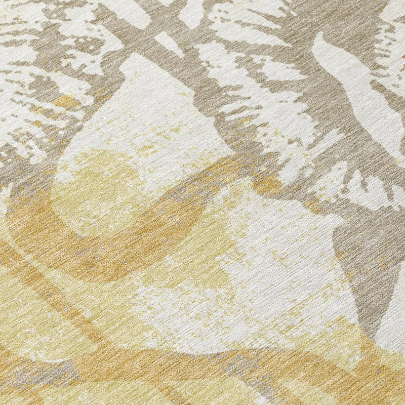 8' X 10' Wheat And Gold Floral Washable Indoor Outdoor Area Rug Homeroots Outdoor
