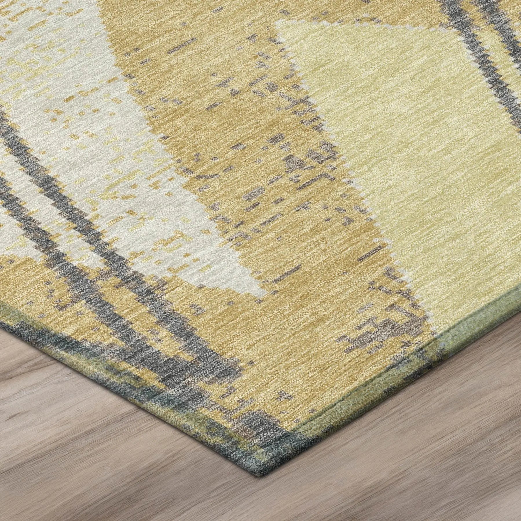 8' X 10' Wheat And Gold Geometric Washable Indoor Outdoor Area Rug Homeroots Outdoor