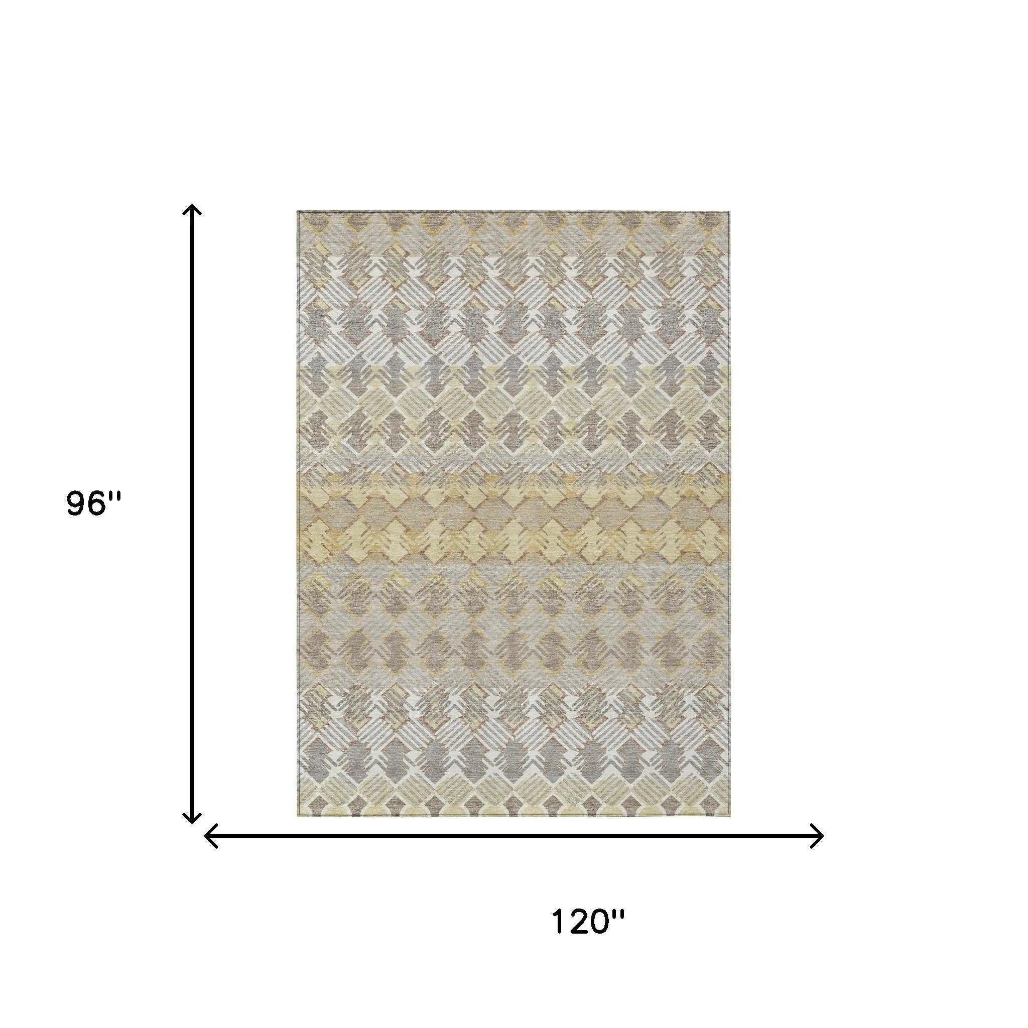 8' X 10' Wheat And Gold Striped Washable Indoor Outdoor Area Rug Homeroots Outdoor