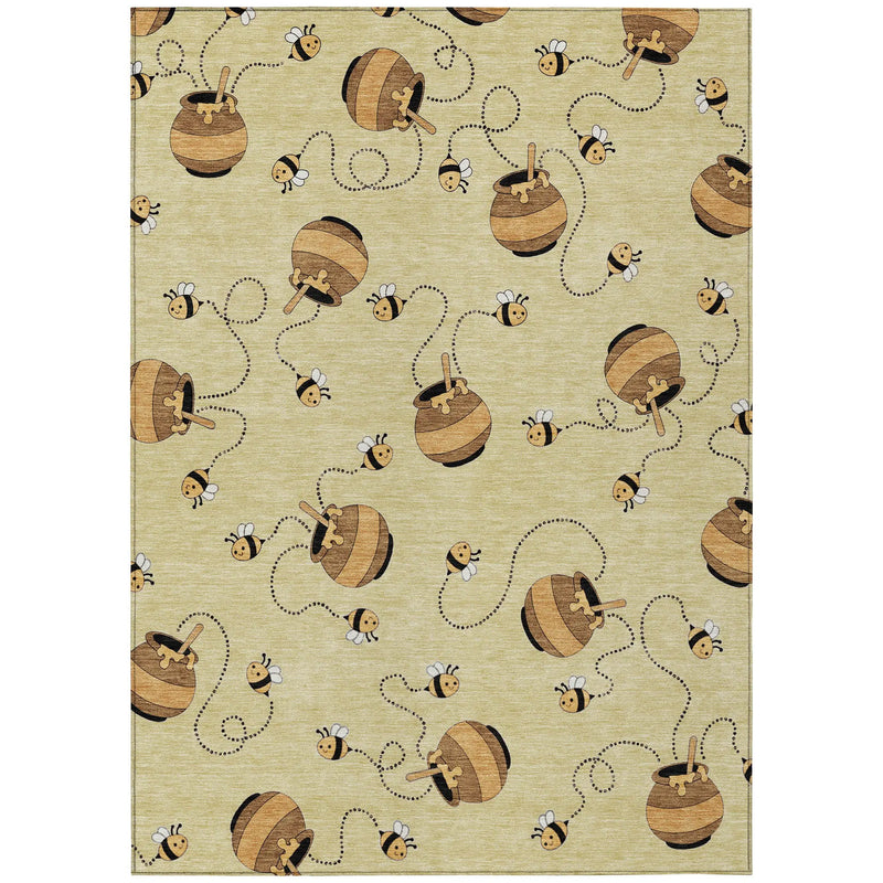 8' X 10' Wheat And Ivory Geometric Washable Indoor Outdoor Area Rug Homeroots Outdoor