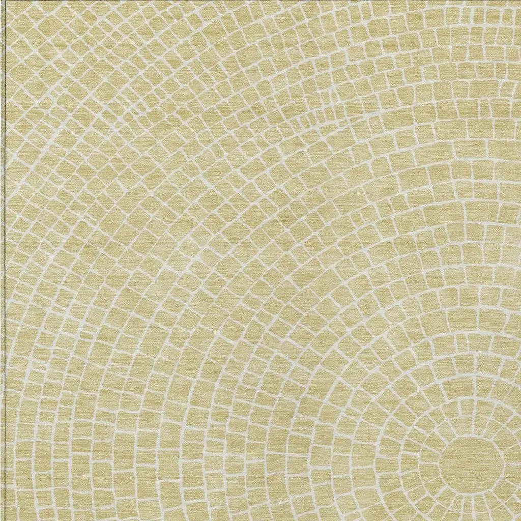8' X 10' Wheat And Ivory Geometric Washable Indoor Outdoor Area Rug Homeroots Outdoor