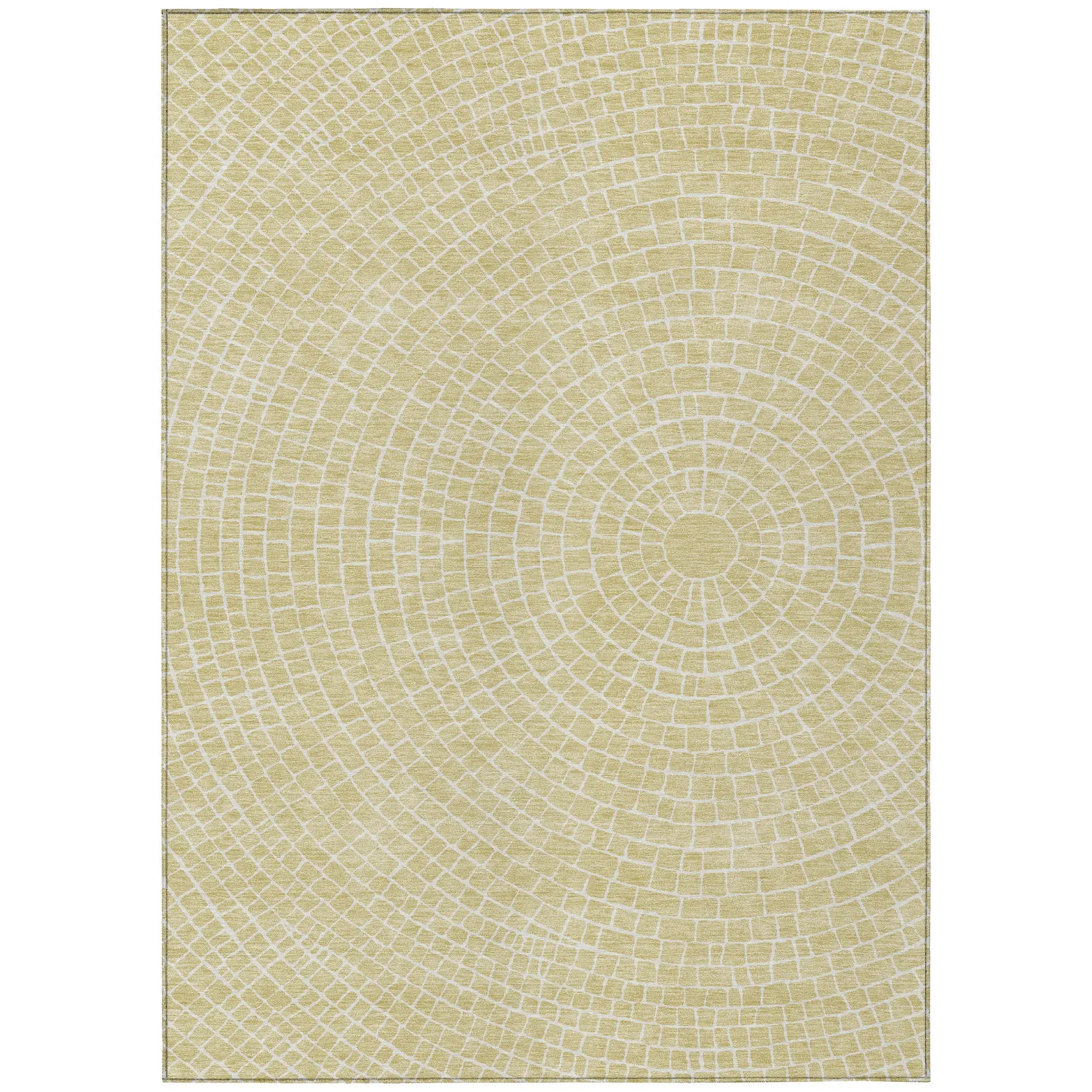 8' X 10' Wheat And Ivory Geometric Washable Indoor Outdoor Area Rug Homeroots Outdoor