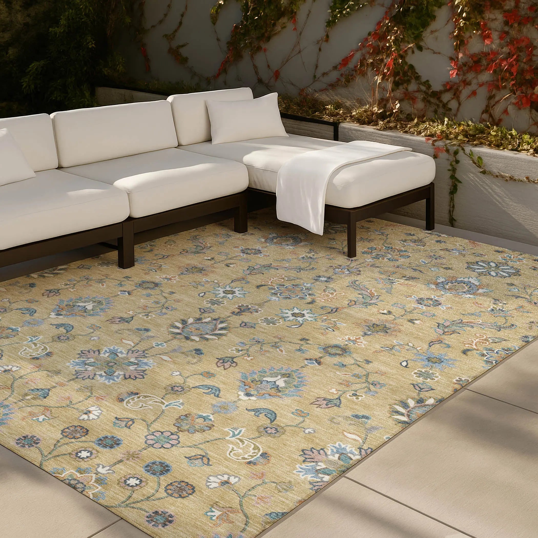 8' X 10' Wheat And Taupe Abstract Washable Indoor Outdoor Area Rug Homeroots Outdoor
