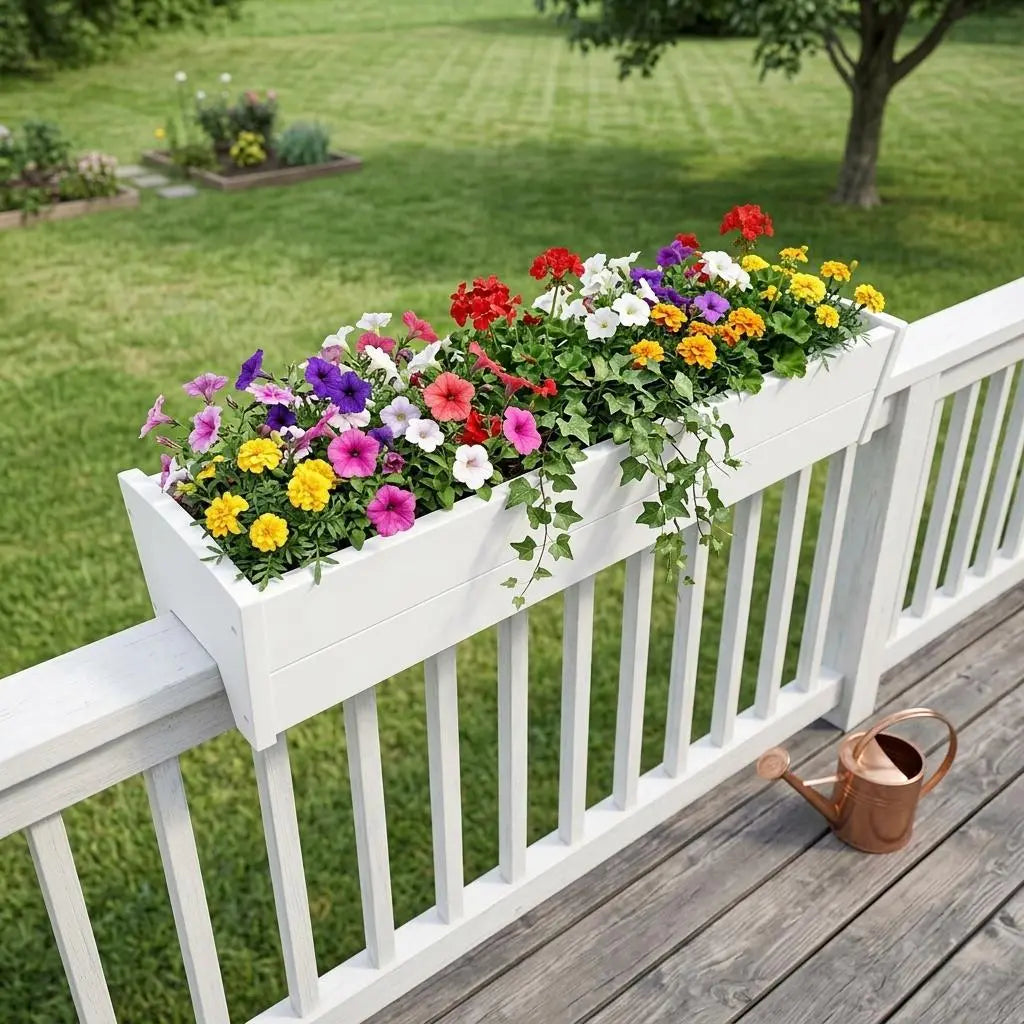 8" X 10" White Heavy Duty Plastic Rectangular Railing Planter Homeroots Outdoor