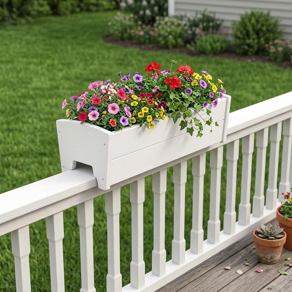 8" X 10" White Heavy Duty Plastic Rectangular Railing Planter Homeroots Outdoor