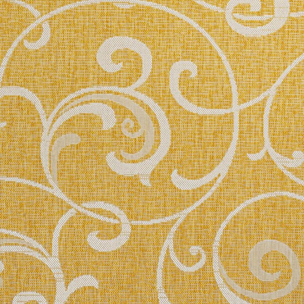 8' X 10' Yellow And Cream Floral Indoor Outdoor Area Rug Homeroots Outdoor