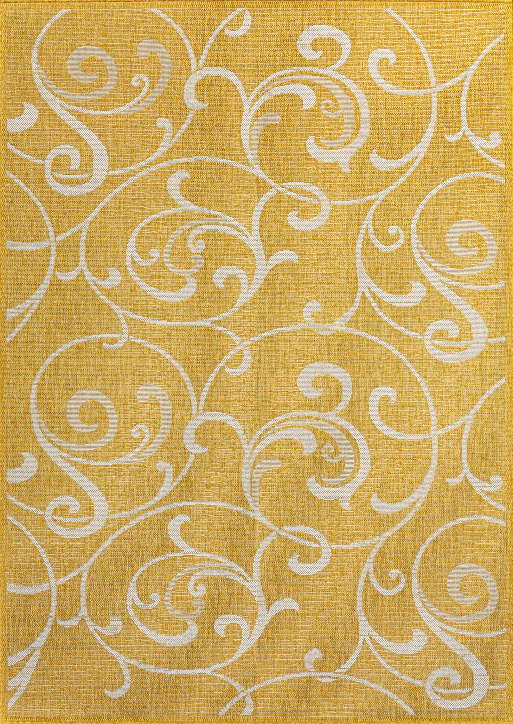 8' X 10' Yellow And Cream Floral Indoor Outdoor Area Rug Homeroots Outdoor