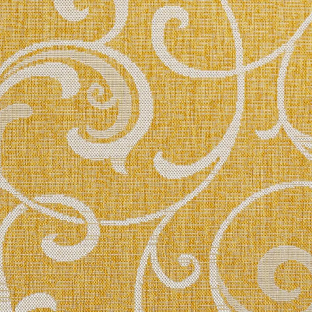 8' X 10' Yellow And Cream Floral Indoor Outdoor Area Rug Homeroots Outdoor