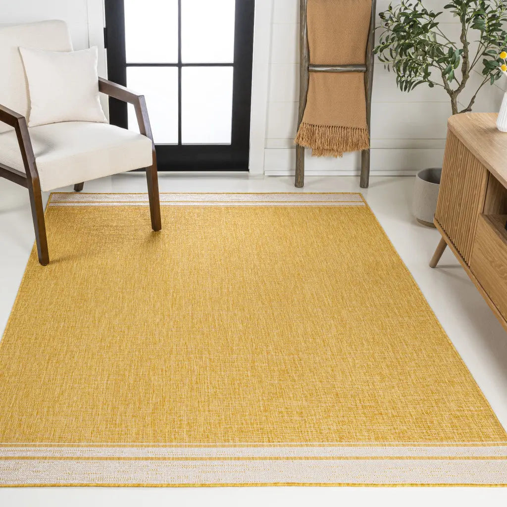 8' X 10' Yellow And Cream Indoor Outdoor Area Rug Homeroots Outdoor