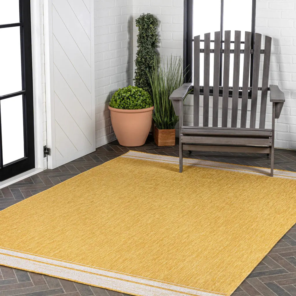 8' X 10' Yellow And Cream Indoor Outdoor Area Rug Homeroots Outdoor