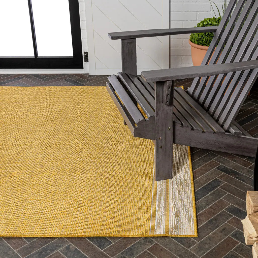 8' X 10' Yellow And Cream Indoor Outdoor Area Rug Homeroots Outdoor