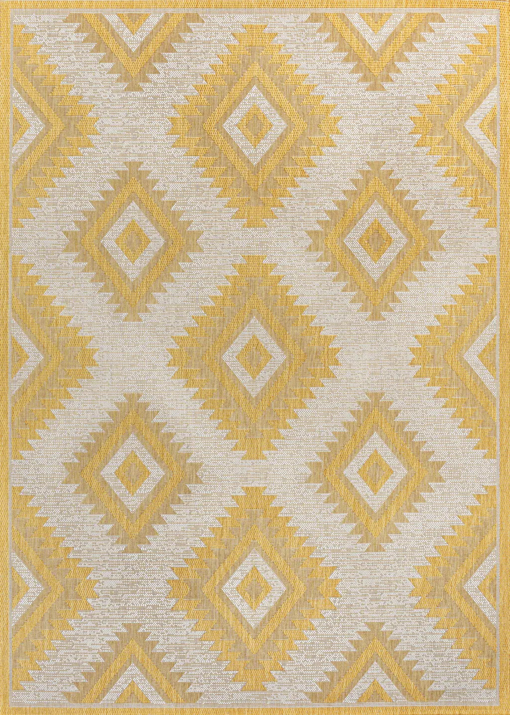 8' X 10' Yellow And Cream Moroccan Indoor Outdoor Area Rug - GreatEagleInc