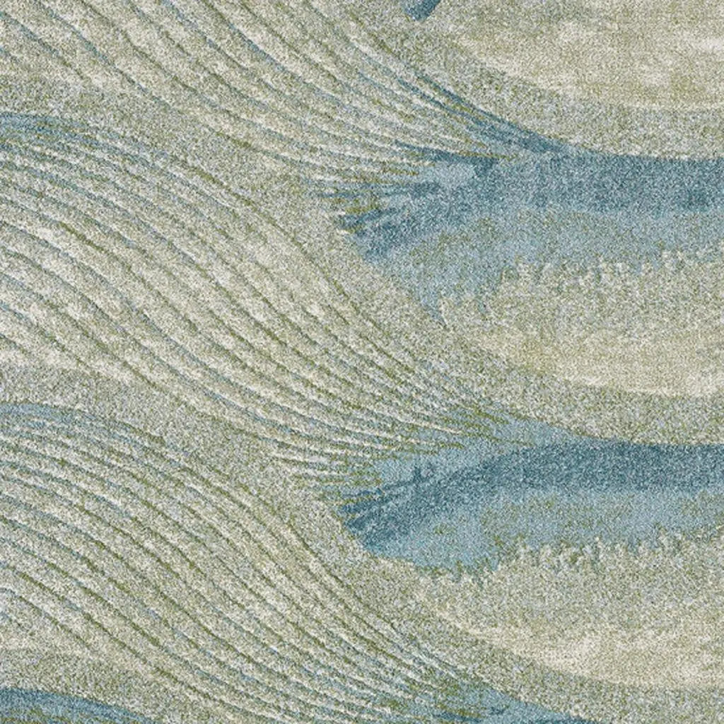 8' X 11' Beige Blue And Sage Abstract Area Rug Homeroots Home Decor