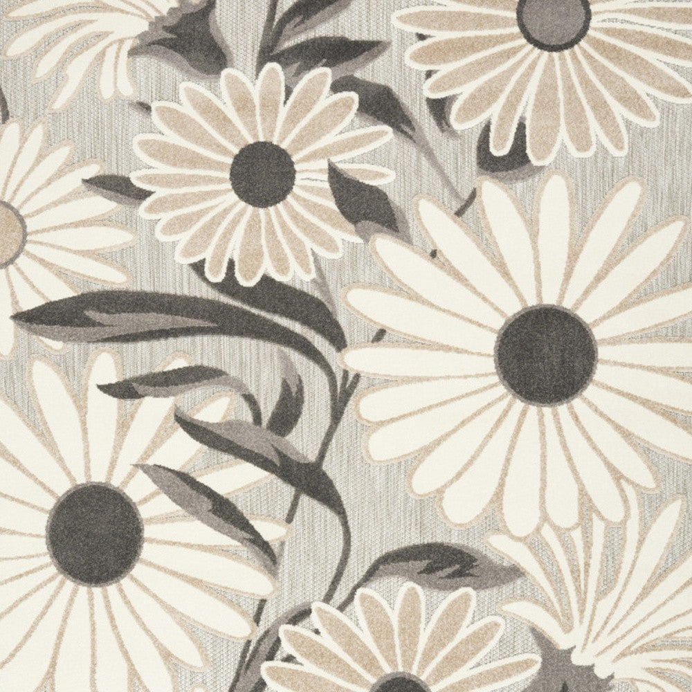 8' X 11' Beige Floral Non Skid Indoor Outdoor Area Rug Homeroots Outdoor