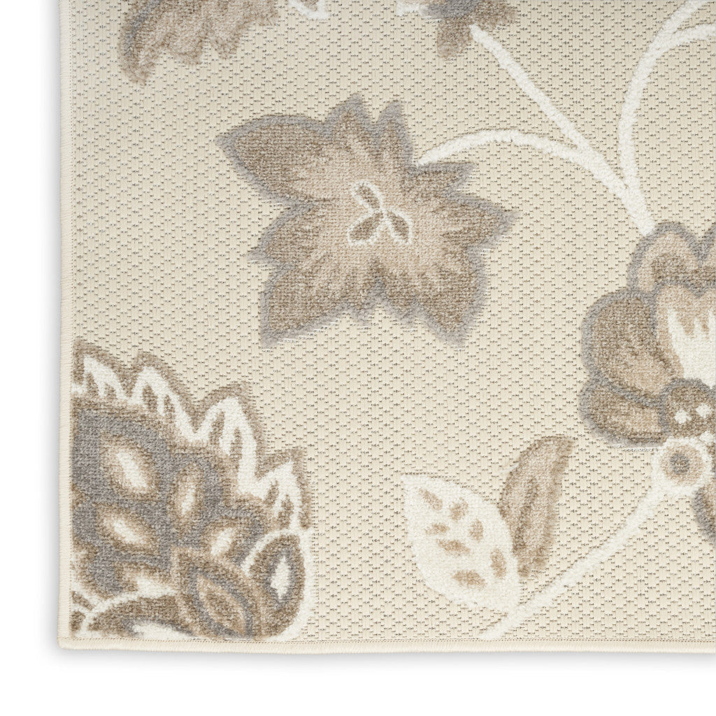 8' X 11' Beige Floral Non Skid Indoor Outdoor Area Rug Homeroots Outdoor