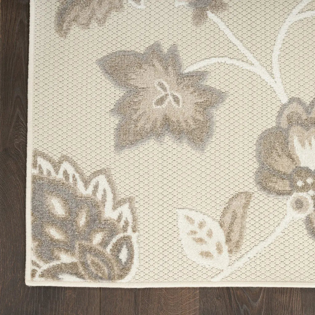 8' X 11' Beige Floral Non Skid Indoor Outdoor Area Rug Homeroots Outdoor
