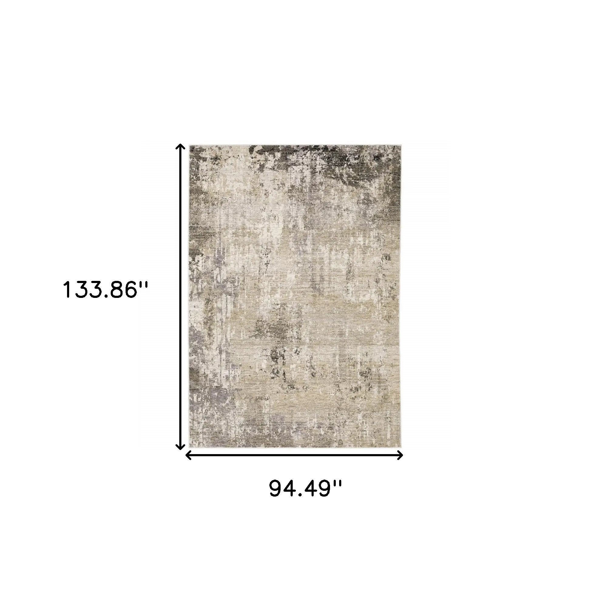 8' X 11' Beige Grey Ivory Tan And Brown Abstract Power Loom Stain Resistant Area Rug Homeroots Home Decor