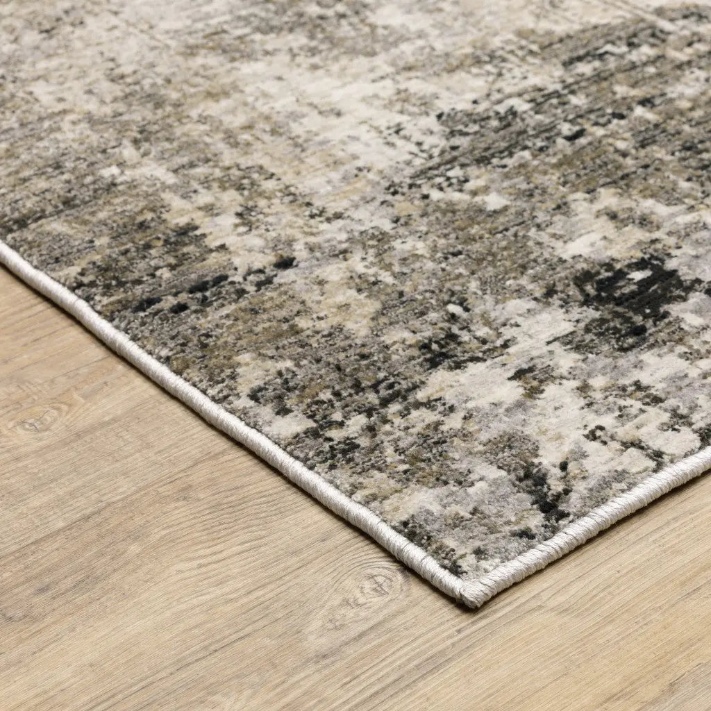 8' X 11' Beige Grey Ivory Tan And Brown Abstract Power Loom Stain Resistant Area Rug Homeroots Home Decor