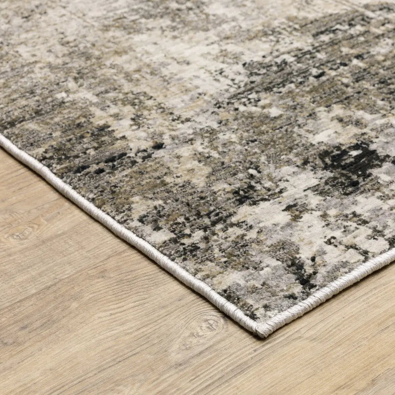 8' X 11' Beige Grey Ivory Tan And Brown Abstract Power Loom Stain Resistant Area Rug Homeroots Home Decor