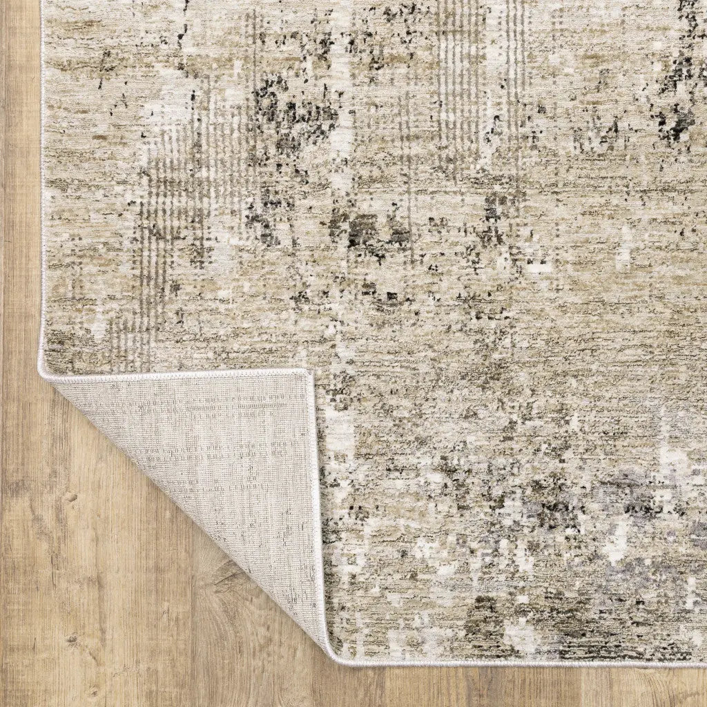 8' X 11' Beige Grey Ivory Tan And Brown Abstract Power Loom Stain Resistant Area Rug Homeroots Home Decor