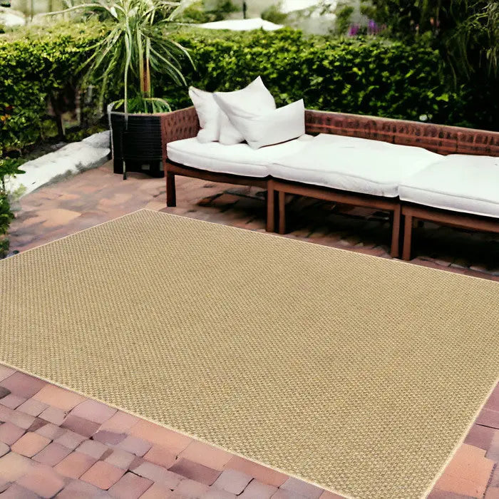 8' X 11' Beige Indoor Outdoor Area Rug Homeroots Outdoor