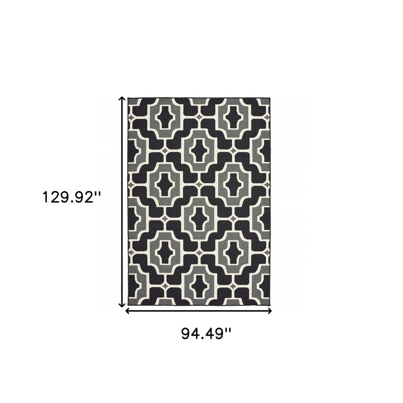 8' X 11' Black and Gray Geometric Stain Resistant Indoor Outdoor Area Rug Homeroots Outdoor